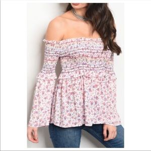 Last One Sale - Small floral off the shoulder top